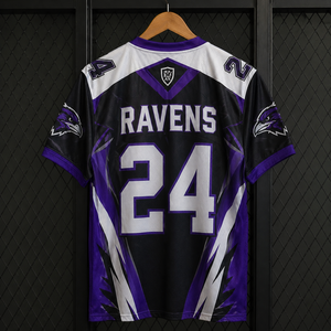 Camiseta de Fútbol Americano de los Ravens para Hombre, Personalizada, Sublimada, Cuello en V, Manga Corta, Ajuste Atlético, Secado Rápido, 100% Poliéster, para Adultos, Todas las Temporadas - Product Image 2