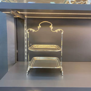 ถาดใส่ช็อกโกแลตทรงใบไม้โลหะสีทองหรูหรา ชั้นวางของตกแต่งสองชั้นสำหรับวางบนโต๊ะ - Product Image 2