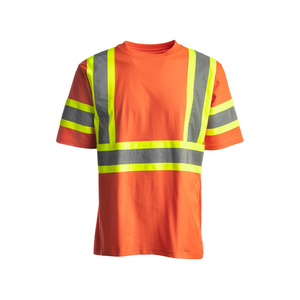 เสื้อกั๊กนิรภัยสีส้มสะท้อนแสงพร้อมแถบสะท้อนแสงสำหรับผู้ชาย แขนสั้น เหมาะสำหรับงานก่อสร้าง สวมใส่สบาย รับสกรีนโลโก้ - Product Image 1
