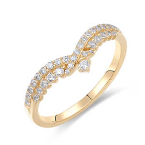 Bague de Fiançailles et de Mariage Courbe en V en Or Massif 14K Plaqué Rhodium avec Diamant de Laboratoire Brillant, Minimaliste et Luxueuse pour Mariée - Product Image 4