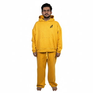 Conjunto Deportivo de Invierno para Hombre, Corte Ajustado, con Capucha, Dos Piezas, para Correr, Cálido, 100% Algodón, Transpirable - Product Image 1