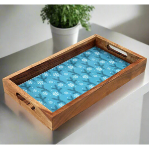 Bandeja de Servir de Madera de Mango con Incrustaciones Florales Hechas a Mano, con Asas, Plato Rectangular Decorativo para Mesa y Decoración del Hogar, Ideal para Regalo - Product Image 6