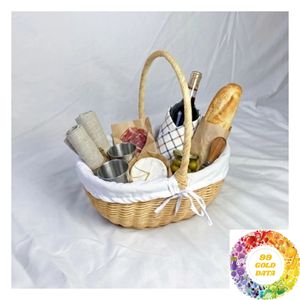 Panier de rangement en rotin artisanal, grand et petit, en osier tressé avec poignée pour l'organisation de la maison et le rangement sur étagère - Product Image 2