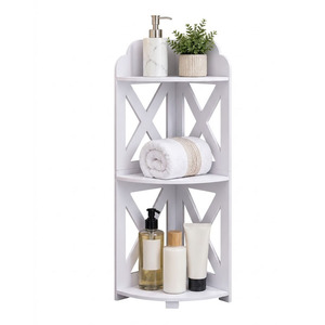 Estante Esquinero de 3 Niveles, Mueble de Almacenamiento de Madera para Baño y Sala de Estar - Product Image 1