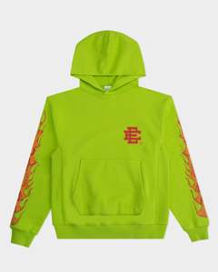 Sudadera con capucha azul claro con estampado de llamas en las mangas y logotipo frontal, suéter informal de forro polar para hombre, ropa de otoño - Product Image 6