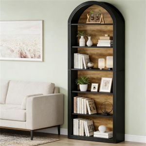 <b>Wooden</b> Arched Bookshelf Display Stand Elegant <b>Bookcase</b> for Home or Office - Product Image 4