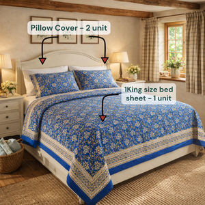 Luxury Jaipur Hand Block Printed Classic <b>King</b> <b>Size</b> Cotton Bedsheet set 200TC Eco Friendly Soft Breathable Durable All Season - Product Image 5