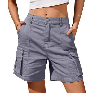 Shorts cargo en coton pour femmes à faible MOQ, vente directe usine, taille mi-haute, respirants, style streetwear décontracté, avec passants de ceinture, collection de détail - Product Image 1