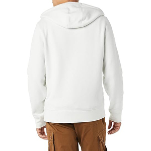Sweat-shirt à capuche zippé blanc pour homme, coupe classique, décontracté, pour l'automne, 100% coton, molleton tricoté, couleur unie - Product Image 4