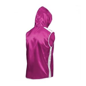 Traditional Style Purple Satin Ring Jacket Sleeveless Hooded <b>Boxing</b> Entrance <b>Robe</b> Professional Women's <b>Boxing</b> Vest - Product Image 2