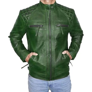 High-Quality <b>Leather</b> <b>Jacket</b> Crafted for Ultimate Durability New Fashionable <b>Men</b> <b>Leather</b> <b>Jackets</b> Green Colour <b>Men's</b> Biker <b>Jackets</b> - Product Image 3