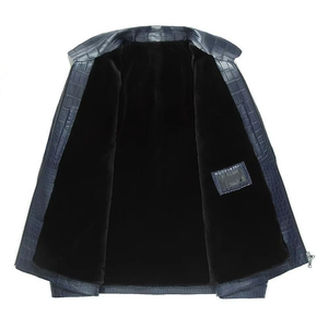 Camisa de Cuero Genuino de Cocodrilo y Piel de Vaca con Diseño Personalizado, Chaqueta de Cuero Repujada Hecha a Mano para Hombre, Estilo Camisa de Cuero con Cremallera para Invierno - Product Image 2