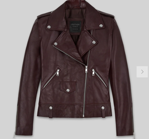Chaqueta de Cuero Genuino Negra Unisex, Cuello Alto, Cierre de Cremallera, Corte Ajustado, con Cinturón, Chaqueta Corta de Motociclista - Product Image 5