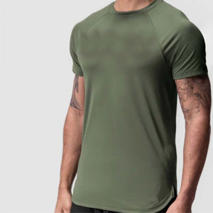 T-shirts de fitness pour hommes en spandex/polyester de qualité supérieure - Tissu tricoté sportif, coupe ajustée, séchage rapide et respirant pour l'entraînement physique - Product Image 2
