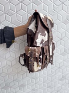 Stylish Cowhide Leather Backpack Multi-Pockets New Design Unisex School Bag Features Fashionable Wholesale Bulk - Product Image 2