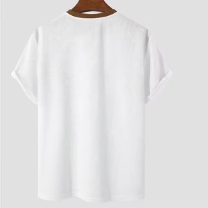 Camisetas deportivas para hombre de algodón 100% de alta calidad, de punto, de color liso, con logotipo personalizado impreso, de gran tamaño y peso pesado, venta al por mayor con MOQ bajo. - Product Image 3
