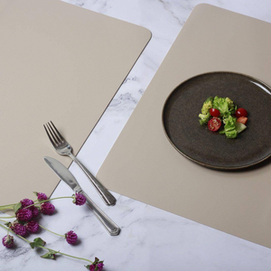 Leather <b>Rectangle</b> <b>Placemats</b> Non-Slip Beige Table Mats for Dining mats Oval <b>placemat</b> for dining - Product Image 1
