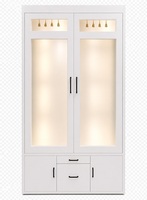 Portes de temple modernes en teck blanc avec armoire de rangement Om Pooja Mandir, style contemporain indien, faites à la main, pour salle de prière, Australie