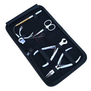 White Micro Ring and Fusion Hair Extension Tool Bundle with 5Inch Beads Crimper Plier & Keratin Bond <b>Cutter</b> set Loop Tool Finger - Product Image 1
