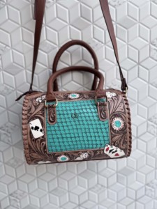 Nouveauté : Sac à main Speedy en cuir sculpté à la main, motif damier bohème gypsy, élégant sac à bandoulière pour femme - Product Image 5