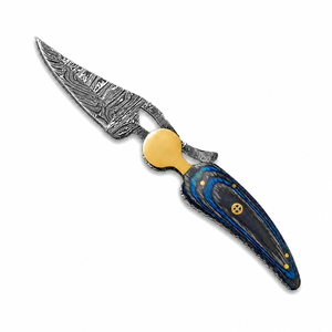 Burraq OEM Custom Handmade Industrial Grade Damascus Steel Pocket Knife Beautiful Wood Handle <b>Clip</b> Point 2.5mm Thickness Leather - Product Image 1
