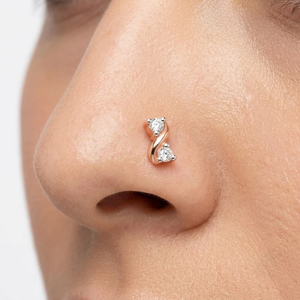 Piercing de nez en or rose 14 carats avec diamant, design minimaliste, sertissage griffe, taille brillant rond, pour femme, usage quotidien - Product Image 3