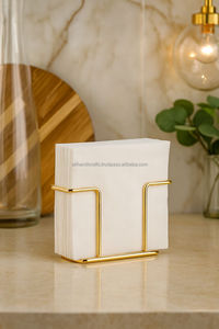 Glam Metal Napkin Holder Gold Finish Shell Design Free Standing <b>Tissue</b> Box Stand for kitchen and Home Decor - Product Image 2