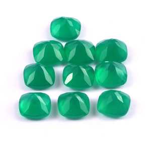 Lote al por mayor de piedras preciosas sueltas de ónix verde natural de 6x6 mm, corte cuadrado tipo cojín, facetadas y calibradas, para la fabricación de joyas. - Product Image 2
