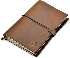 Carnet de voyage A5 – Journal rechargeable en cuir véritable, fabriqué à la main en cuir Crazy Horse - Product Image 2
