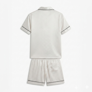 Conjunto de Pijama de Seda con Puntos para Hombre, Manga Corta, con Botones y Ribete en Contraste, Ropa de Dormir, Superventas 2026 - Product Image 2