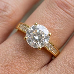 S925 <b>Sterling</b> <b>Silver</b> Rhodium/Gold Plated Moissanite <b>Ring</b> Four Prong Eternity <b>Band</b> Brilliant Cut Wedding Jewelry Gift Her - Product Image 1