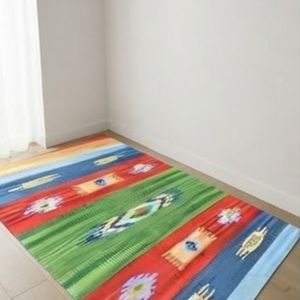 Top Quality Geometric Pattern Rectangle Area <b>Rug</b> Wool Acrylic Flat Weave Bohemian Style Rubber Backing Living Room Use - Product Image 3