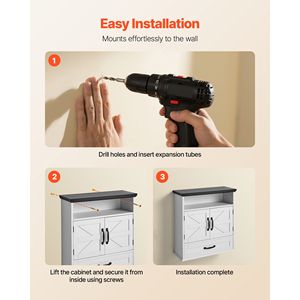 Armadietto da Bagno a Parete con Ripiani Regolabili, 2 Ante, Organizzatore per Medicinali, Montaggio a Muro - Product Image 6