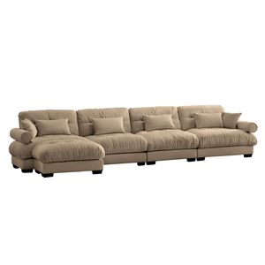 Divano Angolare Moderno in Velluto a Forma di L, Convertibile, Profondo, 4 Posti, Modulare, Comodo, Imbottito per Soggiorno - Product Image 5