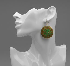 Pendientes artesanales de latón grabado con esmalte amarillo efecto rayos de sol, acabado vintage patinado, seguros para la piel y resistentes al deslustre, para mujer, ideales para fiestas. - Product Image 6