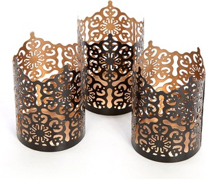 Luxury Black Filigree Lattice <b>Candle</b> Sleeve Set For Tabletop Centerpiece Elegant Votive Tealight Holder - Product Image 5