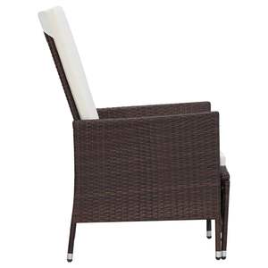 Poly <b>Rattan</b> <b>Reclining</b> Patio <b>Chair</b> with Brown Cushions <b>Garden</b> <b>Chair</b> Set - Product Image 4