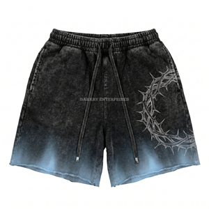 Ensemble de t-shirts gothiques pour hommes, imprimé couronne d'épines noire de Jésus, col rond, design Memento Mori, style streetwear d'été - Product Image 6