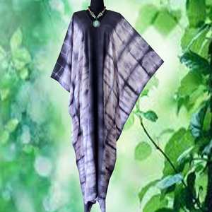 ชุดเดรสคาฟทันผ้าเรยอนย้อมสีแบบชิโบริ  ไซส์พลัส  งานศิลปะที่สวมใส่ได้  สไตล์โบฮีเมียน  ชุดเดรสยาวสำหรับผู้หญิง - Product Image 4