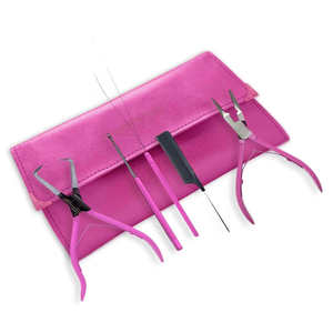 Kit de pinzas para extensiones de cabello de salón profesional, juego de herramientas para aplicación y ajuste de extensiones de cabello con microperlas y anillos nano. - Product Image 1