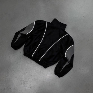Conjunto Deportivo para Hombre en Negro y Borgoña con Bloques de Color, Chaqueta con Cremallera y Pantalones, Transpirable, Unisex, Cortavientos - Product Image 5
