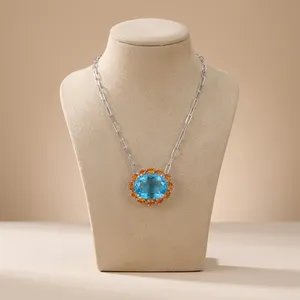 Colgante de Topacio Azul y Citrino en Plata de Ley 92.5 KLSP-50599 - Product Image 4