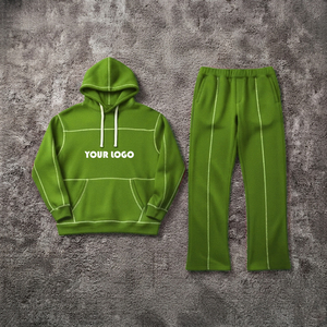 ชุดเซ็ตเสื้อฮู้ดดี้และกางเกงวอร์มผ้าเฟรนช์เทอร์รี่เนื้อหนาแบบโอเวอร์ไซส์ พร้อมปักลายตามสั่ง ชุดวอร์มทรงหลวมสำหรับผู้ชาย - Product Image 1