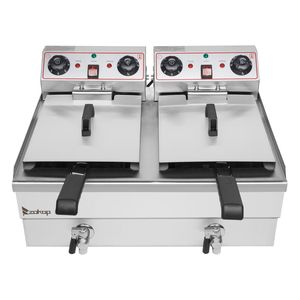 Reemplazo del Nuevo Código 20548057 EH102V Freidora Doble de Acero Inoxidable de 16.9QT/16L de Capacidad Total y 24.9QT/23.6L de Capacidad Útil, Freidora Comercial - Product Image 1