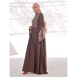 Nouvelle Abaya brodée tendance, magnifique motif uni, vêtements islamiques, style Dubaï, Abaya avec hijab - Product Image 3