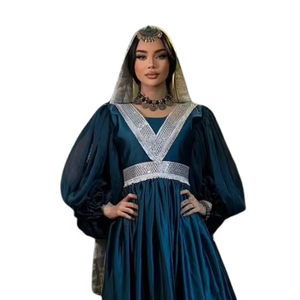 Robe afghane décontractée pour femmes, respirante, écologique, anti-rides, avec dentelle, fermeture éclair, couleur unie, longueur maxi, robes naturelles - Product Image 5