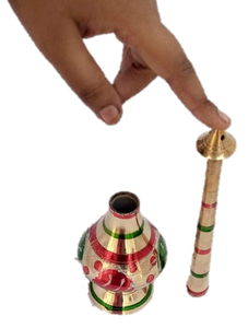 Aspersor de Agua de Rosas Gulab Pash de Latón con Acabado Esmaltado Decorativo, Recipiente Tradicional de Cuello Largo - Product Image 3
