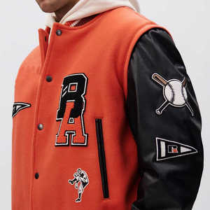 Fabricant OEM, veste de baseball bomber en cuir personnalisée de haute qualité avec broderie en chenille pour hommes, style universitaire, veste varsity courte - Product Image 5