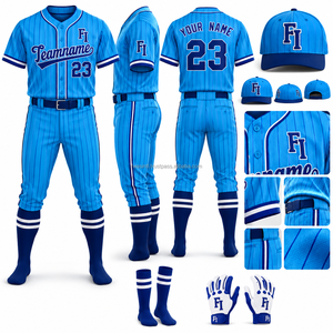Maillot de baseball OEM personnalisé à manches courtes par sublimation, col côtelé rayé, boutonné, uniforme de sport pour ligue de softball, ODM - Product Image 3