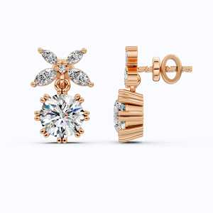 Pendientes de Diamantes Cultivados en Laboratorio con Diseño Floral, 2.52 CTW, Oro Sólido de 14 Quilates, Chapado en Rodio, Certificado IGI, Regalo de Boda de Lujo - Product Image 5